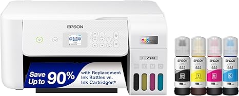 Epson EcoTank ET-2800 Wireless Color All-in-One Cartridge-Free Supertank Printer with Scan and Copy – The Ideal Basic Home Printer - White, Medium - Image 7